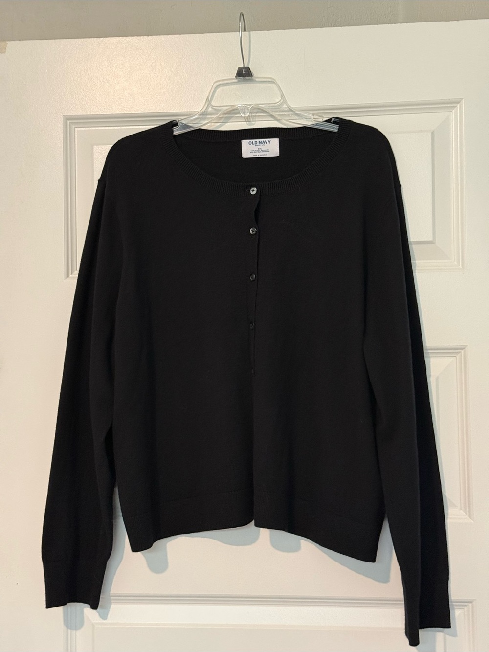 Old Navy Black Women's Button-Front Crewneck Cardigan